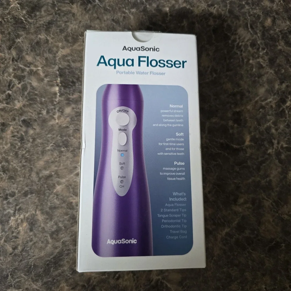 Water Flosser Aquasonic Aqua Flosser Portable & Waterproof - (Purple)